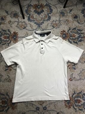 Arnold Palmer Polo Shirt Mens Medium White Raglan Golf Tanguis Cotton Blend
